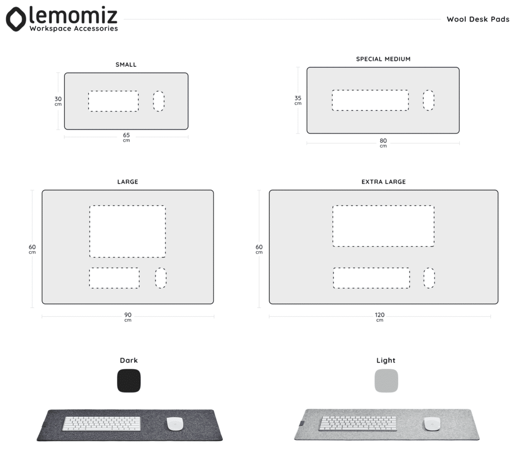 سایزهای دسکپد نمدی لمومیز